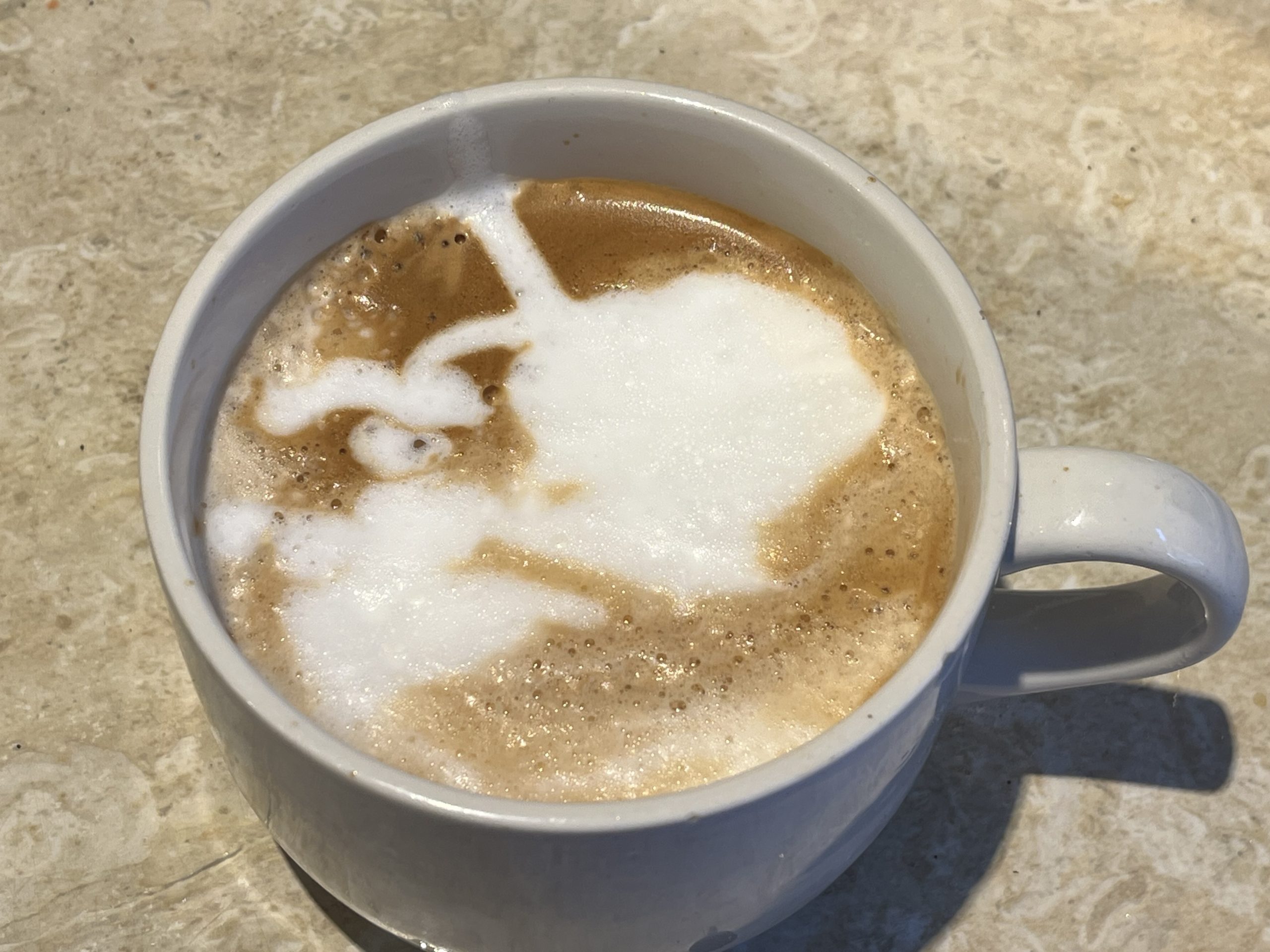 Coffee cup with fortune teller froth shape